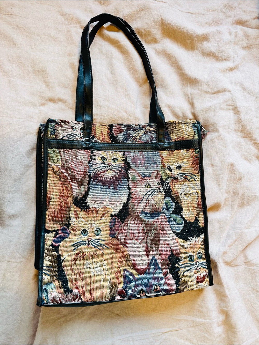 Vintage Multicolor Cat Tapestry Blazer & Matching Tote Bag Set - Picture 9 of 16